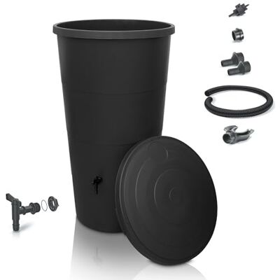 YourCasa Récupérateur de pluie, 160 l, kit de raccordement et foret inclus, tonneau en plastique résistant au gel, robinet, pour jardin, anthracite, 160 l YourCasa Récupérateur de pluie, 160 l, kit de raccordement et foret inclus, tonneau en plastique résistant au gel, robinet, pour jardin, anthracite, 160 l