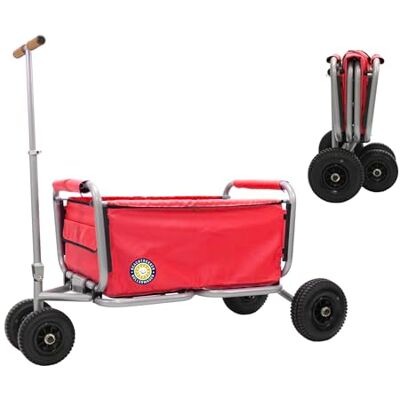 Beachtrekker Life Chariot Pliable + Frein de stationnement, Chariot à Main Pliable (rouge, Pneus pneumatiques) Beachtrekker Life Chariot Pliable + Frein de stationnement, Chariot à Main Pliable (rouge, Pneus pneumatiques)