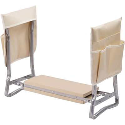 Relaxdays Banc de jardinage pliable rembourré avec poches, aide aux genoux 2 en 1 et siège de jardin, jusqu'à 150 kg, beige Relaxdays Banc de jardinage pliable rembourré avec poches, aide aux genoux 2 en 1 et siège de jardin, jusqu'à 150 kg, beige