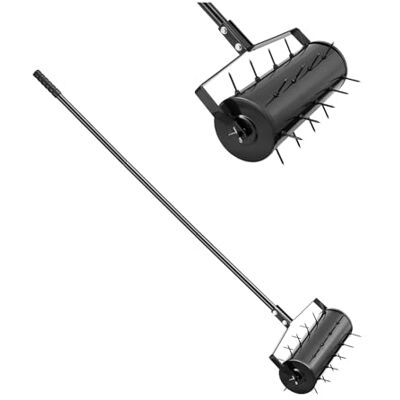 VEVOR Aérateur de pelouse roulant manuel robuste de 45,7 cm avec poignée amovible et 27 pointes en fer, outil d'aération de pelouse pour jardin, terrasse, cour, sols compacts et pelouses, noir VEVOR Aérateur de pelouse roulant manuel robuste de 45,7 cm avec poignée amovible et 27 pointes en fer, outil d'aération de pelouse pour jardin, terrasse, cour, sols compacts et pelouses, noir