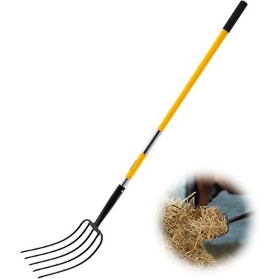 VEVOR Fourche de Jardin à 5 Dents, Fourche à Foin avec Manche en Fibre de Verre, Longueur Totale 145 cm, pour Déplacer Paille, Ramasser Foin, Manipuler Tas de Feuilles, Non Conçu pour Creuser Bêcher VEVOR Fourche de Jardin à 5 Dents, Fourche à Foin avec Manche en Fibre de Verre, Longueur Totale 145 cm, pour Déplacer Paille, Ramasser Foin, Manipuler Tas de Feuilles, Non Conçu pour Creuser Bêcher