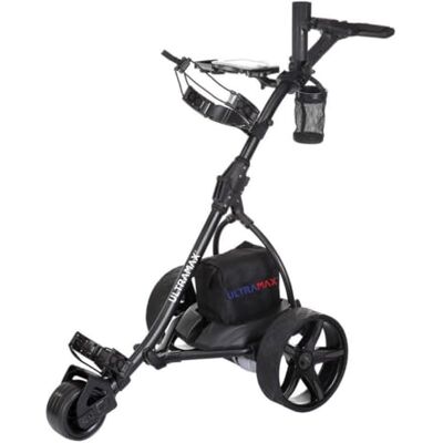 Ultramax Chariot de golf électrique avec batterie au lithium 27 trous et chargeur Accessoires gratuits 9 vitesses de contrôle Distance automatique Aluminium pliable léger Ultramax Chariot de golf électrique avec batterie au lithium 27 trous et chargeur Accessoires gratuits 9 vitesses de contrôle Distance automatique Aluminium pliable léger