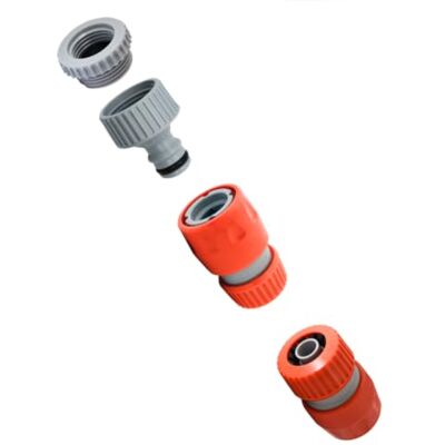 Siroflex 4450/AS Set de raccords pour tuyau de jardin, prise robinet 3/4" Réduction 1/2" et 2 raccords rapides pour tuyau 1/2" 5/8", pince POM, ressort en acier et système à mâchoires Siroflex 4450/AS Set de raccords pour tuyau de jardin, prise robinet 3/4" Réduction 1/2" et 2 raccords rapides pour tuyau 1/2" 5/8", pince POM, ressort en acier et système à mâchoires