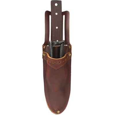 TOURBN Étui à couteaux de jardin en cuir véritable TOURBON, étui pour cisailles de jardin, étui à outils pour ciseaux de jardin, deux poches TOURBN Étui à couteaux de jardin en cuir véritable TOURBON, étui pour cisailles de jardin, étui à outils pour ciseaux de jardin, deux poches