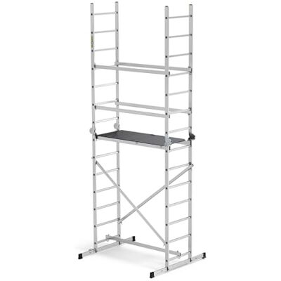 DRABEST Hector Basic Échelle Pliante en Aluminium Échafaudage Max. Hauteur de Travail 4 m Échelle Polyvalente Escabeau pour Jardin, Ménage, Construction DRABEST Hector Basic Échelle Pliante en Aluminium Échafaudage Max. Hauteur de Travail 4 m Échelle Polyvalente Escabeau pour Jardin, Ménage, Construction