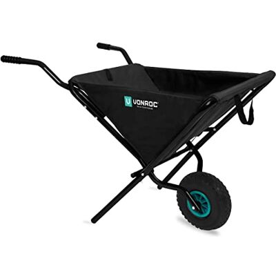 VONROC Brouette de 50 litres Brouette pliable avec pneus en caoutchouc plein Idéal comme chariot de jardin et chariot de transport Charge maximale : 30 kg VONROC Brouette de 50 litres Brouette pliable avec pneus en caoutchouc plein Idéal comme chariot de jardin et chariot de transport Charge maximale : 30 kg