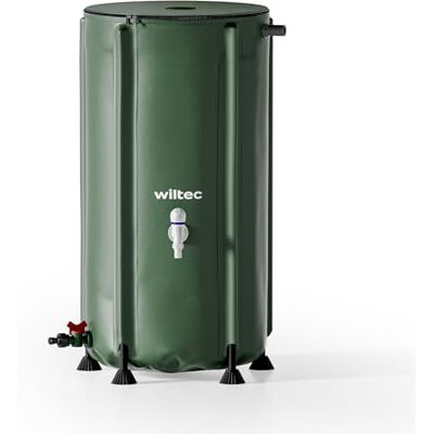 WilTec Récupérateur eau de pluie pliable 100 litres, citerne souple en PVC avec fermeture éclair, robinet et couvercle, réservoir irrigation jardin WilTec Récupérateur eau de pluie pliable 100 litres, citerne souple en PVC avec fermeture éclair, robinet et couvercle, réservoir irrigation jardin