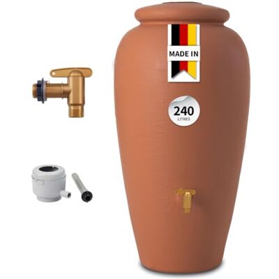 Garantia amphore kit complet 240 litres terre cuite incl. robinet aftapkraan en regenpijpverbinding Garantia amphore kit complet 240 litres terre cuite incl. robinet aftapkraan en regenpijpverbinding