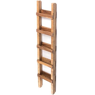 DESIGN DELIGHTS Étagère échelle Step 170 Bois d'acajou, teck, 170 x 35 cm, à 5 étages, échelle décorative en bois flotté DESIGN DELIGHTS Étagère échelle Step 170 Bois d'acajou, teck, 170 x 35 cm, à 5 étages, échelle décorative en bois flotté