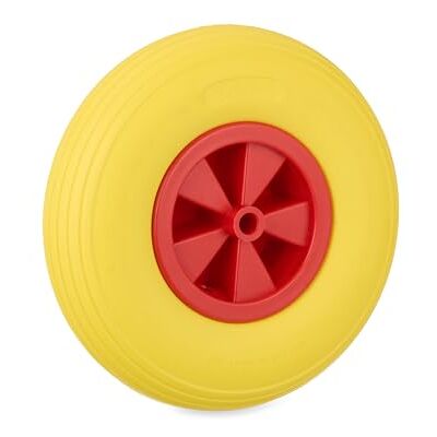 Relaxdays Roue de brouette 3,50-6, en caoutchouc plein, jante en plastique, roue de rechange anti-crevaison, jusqu'à 100 kg, jaune/rouge Relaxdays Roue de brouette 3,50-6, en caoutchouc plein, jante en plastique, roue de rechange anti-crevaison, jusqu'à 100 kg, jaune/rouge