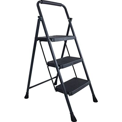 Elevon Marchepied pliable avec large pédale antidérapante, échelle en acier robuste de 300 kg, 3 marches Elevon Marchepied pliable avec large pédale antidérapante, échelle en acier robuste de 300 kg, 3 marches