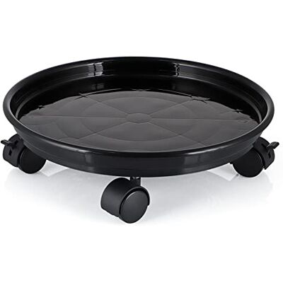 Skelang Chariot de pot de fleurs de 30 cm, avec roues de freinage, rouleau en plastique pour pot lourd, capacité de charge 56 kg (noir) Skelang Chariot de pot de fleurs de 30 cm, avec roues de freinage, rouleau en plastique pour pot lourd, capacité de charge 56 kg (noir)