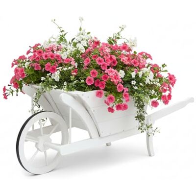 Melko Brouette à plantes en bois 129 x 45 x 43 cm Blanc Melko Brouette à plantes en bois 129 x 45 x 43 cm Blanc