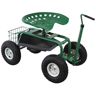 MonsterShop Siège pour Jardin Robuste Vert avec Panier et Bac à Outils MonsterShop Siège pour Jardin Robuste Vert avec Panier et Bac à Outils