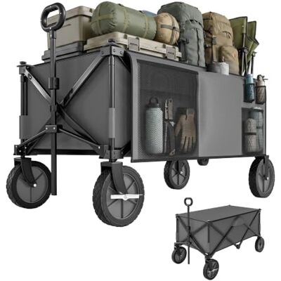 Outsunny Chariot de Plage Pliable 4 Roues, 108 x 55 x 93 cm Gris Foncé Bâche Amovible, Poignée Télescopique, Inclinaison Réglable, Plateau Pliable, 5 Sacs de Rangement Outsunny Chariot de Plage Pliable 4 Roues, 108 x 55 x 93 cm Gris Foncé Bâche Amovible, Poignée Télescopique, Inclinaison Réglable, Plateau Pliable, 5 Sacs de Rangement