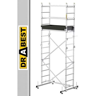 DRABEST Hector PRO Échelle Pliante en Aluminium Échafaudage Max. Hauteur de Travail 4,73 m Échelle Polyvalente Escabeau pour Jardin, Ménage, Construction DRABEST Hector PRO Échelle Pliante en Aluminium Échafaudage Max. Hauteur de Travail 4,73 m Échelle Polyvalente Escabeau pour Jardin, Ménage, Construction