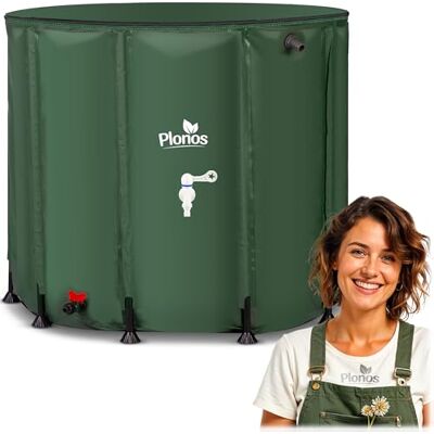 Plonos Réservoir De Pluie 650 L Baril D'eau Avec Vanne De Vidange 85 x 100 cm Vert Plonos Réservoir De Pluie 650 L Baril D'eau Avec Vanne De Vidange 85 x 100 cm Vert