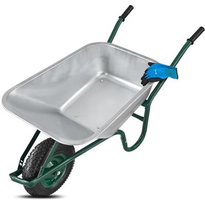 Juskys Brouette Garden Volume : 100 l 210 kg Pneus avec jante en métal Bac galvanisé Diable de transport Juskys Brouette Garden Volume : 100 l 210 kg Pneus avec jante en métal Bac galvanisé Diable de transport