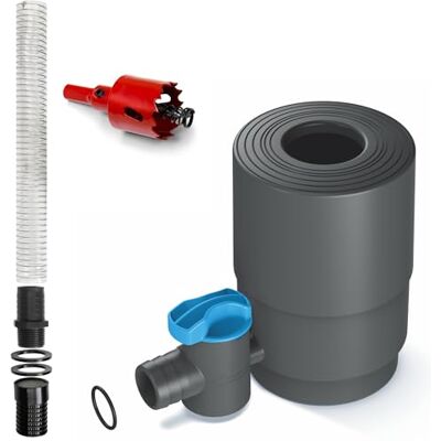 YourCasa Collecteur eau de pluie avec robinet d'arrêt et filtre pour tuyaux de descente 68-100 mm Kit de collecte d'eau YourCasa Collecteur eau de pluie avec robinet d'arrêt et filtre pour tuyaux de descente 68-100 mm Kit de collecte d'eau