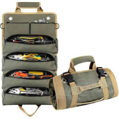 Frogetu Organiseur à outils enroulable à 6 poches, sac porte-outils en tissu Oxford, étui portable pour kit d'outils, entretien de la maison, réparations domestiques, mécaniciens, électriciens, bricolage Frogetu Organiseur à outils enroulable à 6 poches, sac porte-outils en tissu Oxford, étui portable pour kit d'outils, entretien de la maison, réparations domestiques, mécaniciens, électriciens, bricolage
