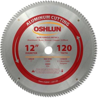 Oshlun SBNF-120120 Lame de scie TCG 30,5 cm 120 dents avec tige de 2,5 cm pour aluminium et métaux non ferreux Oshlun SBNF-120120 Lame de scie TCG 30,5 cm 120 dents avec tige de 2,5 cm pour aluminium et métaux non ferreux