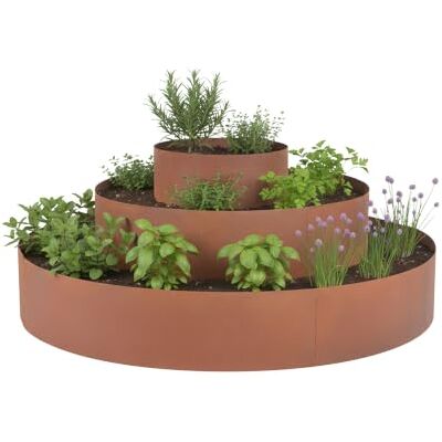 Relaxdays Spirale d'aromates, 3 pièces, Ø 40/80/120 cm, brun hauteur : 20 cm, acier, fini rouille, pyramide de jardin Relaxdays Spirale d'aromates, 3 pièces, Ø 40/80/120 cm, brun hauteur : 20 cm, acier, fini rouille, pyramide de jardin