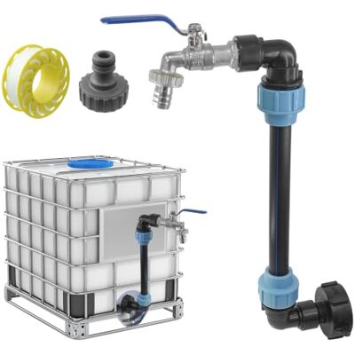 SyiXute 1 ensemble de robinet de sortie col de cygne IBC pour réservoir de pluie IBC Récipient S60 x 6 3/4" pour réservoir d'eau de pluie et raccord de baril de pluie SyiXute 1 ensemble de robinet de sortie col de cygne IBC pour réservoir de pluie IBC Récipient S60 x 6 3/4" pour réservoir d'eau de pluie et raccord de baril de pluie