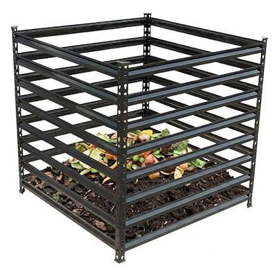 Relaxdays Composteur en métal, biocomposteur de jardin, noir HBT: 90 x 90 x 90 cm, 729 litres, composteur à feuilles, baleines, acier Relaxdays Composteur en métal, biocomposteur de jardin, noir HBT: 90 x 90 x 90 cm, 729 litres, composteur à feuilles, baleines, acier