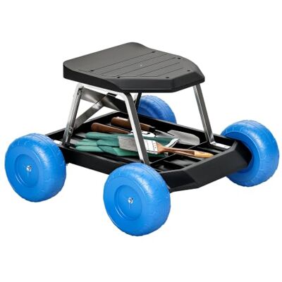 Outsunny Siège de Jardin sur Roues Plateau à Outils 50x49x32cm Bleu Tabouret de Jardinage, Chariot Jardinage avec Siège, Petit Banc à Roulettes, Désherber, Planter Outsunny Siège de Jardin sur Roues Plateau à Outils 50x49x32cm Bleu Tabouret de Jardinage, Chariot Jardinage avec Siège, Petit Banc à Roulettes, Désherber, Planter