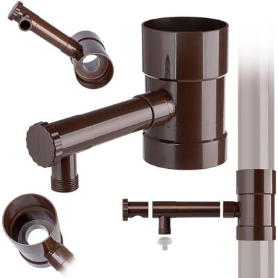 KADAX Collecteur d'eau de pluie 100 mm pour tuyau de descente, voleur de pluie avec valve intégrée, collecteur d'eau en plastique de qualité supérieure (marron) KADAX Collecteur d'eau de pluie 100 mm pour tuyau de descente, voleur de pluie avec valve intégrée, collecteur d'eau en plastique de qualité supérieure (marron)