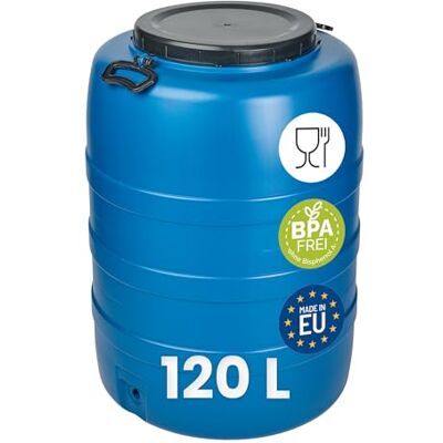 Garronda Fût Alimentaire 120 L Plastique HDPE Tonneau Baril Grande Ouverture pour Eau, Stockage et Fermentation Recuperateur D Eau De Pluie GD-0186 Bleu Garronda Fût Alimentaire 120 L Plastique HDPE Tonneau Baril Grande Ouverture pour Eau, Stockage et Fermentation Recuperateur D Eau De Pluie GD-0186 Bleu