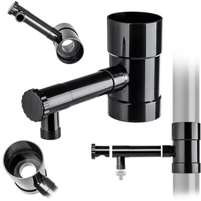 KADAX Collecteur d'eau de pluie 90 mm pour tuyau de descente, voleur de pluie avec valve intégrée, collecteur d'eau en plastique de qualité supérieure, voleur d'eau (noir) KADAX Collecteur d'eau de pluie 90 mm pour tuyau de descente, voleur de pluie avec valve intégrée, collecteur d'eau en plastique de qualité supérieure, voleur d'eau (noir)