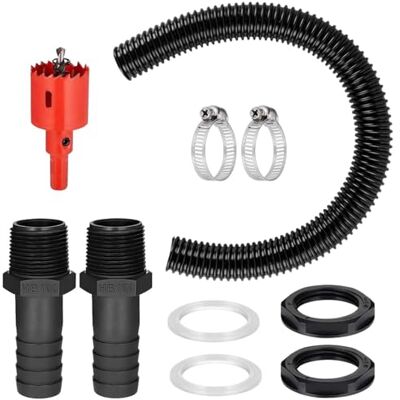CDDCWZ Kit de connecteur tuyau pour réservoir d'eau de pluie,Tuyau de 1 m Outil d'ouverture de Trou 32 mm, raccord de Tuyau et Colliers de Serrage,pour Cuve e Reservoir CDDCWZ Kit de connecteur tuyau pour réservoir d'eau de pluie,Tuyau de 1 m Outil d'ouverture de Trou 32 mm, raccord de Tuyau et Colliers de Serrage,pour Cuve e Reservoir