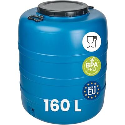 Garronda Fût Alimentaire 160 L Plastique HDPE Tonneau Baril Grande Ouverture pour Eau, Stockage et Fermentation Recuperateur D Eau De Pluie GD-0186 Bleu Garronda Fût Alimentaire 160 L Plastique HDPE Tonneau Baril Grande Ouverture pour Eau, Stockage et Fermentation Recuperateur D Eau De Pluie GD-0186 Bleu