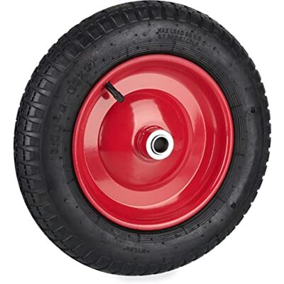 Relaxdays Roue de brouette 3.00-8, pneumatique, jante en acier, charge maximale : 100 kg, avec valve, noir et rouge Relaxdays Roue de brouette 3.00-8, pneumatique, jante en acier, charge maximale : 100 kg, avec valve, noir et rouge