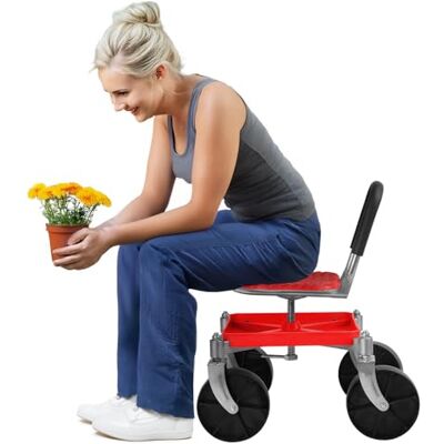 reukmuuc Siège de jardin à roulettes réglable, chariot de jardin rotatif à 360° avec plateau de rangement, hauteur réglable de 51 à 61 cm, capacité de charge de 150 kg, pour jardinage, entretien de la pelouse reukmuuc Siège de jardin à roulettes réglable, chariot de jardin rotatif à 360° avec plateau de rangement, hauteur réglable de 51 à 61 cm, capacité de charge de 150 kg, pour jardinage, entretien de la pelouse