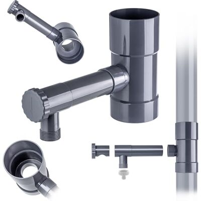 KADAX Collecteur eau de pluie 80 mm pour tuyau de descente, voleur de pluie avec valve intégrée, collecteur d'eau en plastique de qualité supérieure KADAX Collecteur eau de pluie 80 mm pour tuyau de descente, voleur de pluie avec valve intégrée, collecteur d'eau en plastique de qualité supérieure
