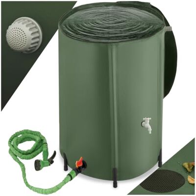 tectake ® Réservoir d'eau de pluie pour jardin et camping Baril pliable Baril de pluie avec couvercle et robinet, réservoir d'eau, bac de récupération d'eau de pluie, baril d'eau 380L- Vert tectake ® Réservoir d'eau de pluie pour jardin et camping Baril pliable Baril de pluie avec couvercle et robinet, réservoir d'eau, bac de récupération d'eau de pluie, baril d'eau 380L- Vert