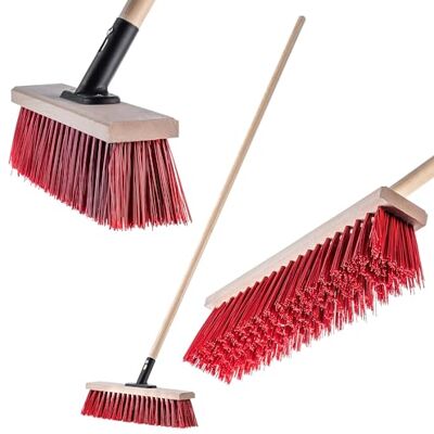 KADAX Balai de rue à long manche en bois et nylon avec support de manche en métal, large balai industriel confortable, sable, différentes tailles, 40 cm, rouge KADAX Balai de rue à long manche en bois et nylon avec support de manche en métal, large balai industriel confortable, sable, différentes tailles, 40 cm, rouge