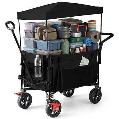 Relaxdays Chariot pliable 150 kg toit noir Poignée télescopique et poussante, pneus en caoutchouc avec frein, chariot de transport Relaxdays Chariot pliable 150 kg toit noir Poignée télescopique et poussante, pneus en caoutchouc avec frein, chariot de transport