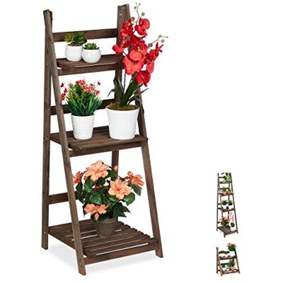 Relaxdays étagère escalier fleurs, 3 niveaux, escalier fleurs bois, pliable, échelle plantes, HlP:108x41x40cm brun Relaxdays étagère escalier fleurs, 3 niveaux, escalier fleurs bois, pliable, échelle plantes, HlP:108x41x40cm brun