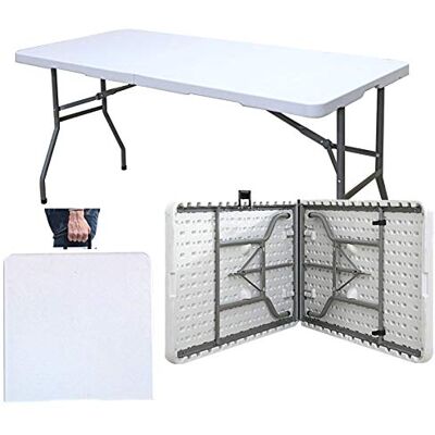 sogesfurniture HP-152CZ Table de camping pliante avec poignée de transport en plastique, idéale pour le camping, le jardin, les buffets, BTH env. 152 x 71 x 74 cm sogesfurniture HP-152CZ Table de camping pliante avec poignée de transport en plastique, idéale pour le camping, le jardin, les buffets, BTH env. 152 x 71 x 74 cm