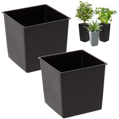 botle Lot de 2 inserts de pot de fleurs carrés interchangeables, durables, 24,5 x 23,5 cm, noirs, 12 l, pour Lamela pots de 46,5 x 25 cm, facilite le contrôle de la teneur en eau botle Lot de 2 inserts de pot de fleurs carrés interchangeables, durables, 24,5 x 23,5 cm, noirs, 12 l, pour Lamela pots de 46,5 x 25 cm, facilite le contrôle de la teneur en eau