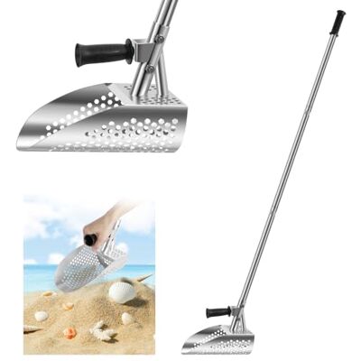 HuhWafee Pelle à sable à détection de métaux Haute performance En métal Avec longue poignée amovible En acier inoxydable 304 Ne rouille pas HuhWafee Pelle à sable à détection de métaux Haute performance En métal Avec longue poignée amovible En acier inoxydable 304 Ne rouille pas