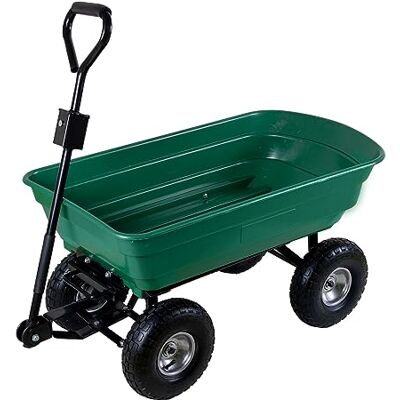 TALK-POINT Chariot de jardin avec fonction basculante 75 l Bac en plastique Charge maximale : 300 kg Essieu de direction Pneus à air sur jante en acier Poignée amovible Chariot de transport Chariot TALK-POINT Chariot de jardin avec fonction basculante 75 l Bac en plastique Charge maximale : 300 kg Essieu de direction Pneus à air sur jante en acier Poignée amovible Chariot de transport Chariot