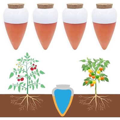 Kopinma Lot de 4 boules d'arrosage pour plantes, piquet d'arrosage en terre cuite Arrosoir à libération lente Distributeur d'eau pour plantes 473 g Piquet d'arrosage automatique pour balcon Kopinma Lot de 4 boules d'arrosage pour plantes, piquet d'arrosage en terre cuite Arrosoir à libération lente Distributeur d'eau pour plantes 473 g Piquet d'arrosage automatique pour balcon