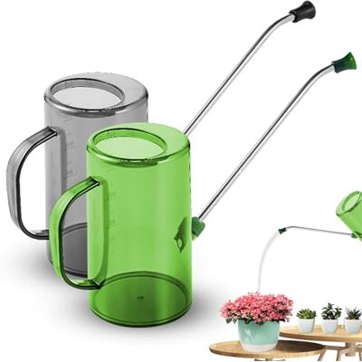 MEYAGOT Lot de 2 arrosoir à long bec en acier inoxydable pour plantes d'intérieur, arrosoir d'intérieur 1 l pour plantes extérieures, jardinage, plantes suspendues, plantes succulentes, fleurs, vert et gris MEYAGOT Lot de 2 arrosoir à long bec en acier inoxydable pour plantes d'intérieur, arrosoir d'intérieur 1 l pour plantes extérieures, jardinage, plantes suspendues, plantes succulentes, fleurs, vert et gris