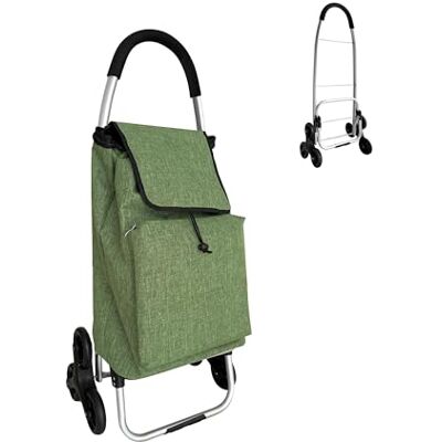 Relaxdays Chariot de courses monte-escalier, compartiment isotherme, sac amovible, 45 l, jusqu'à 35 kg, pliable, vert Relaxdays Chariot de courses monte-escalier, compartiment isotherme, sac amovible, 45 l, jusqu'à 35 kg, pliable, vert