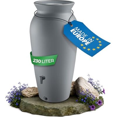 YourCasa DropCatcher Récupérateur d'eau de pluie, 120 à 230 l, avec panier filtrant et robinet, en plastique résistant au gel, gris, 230 l YourCasa DropCatcher Récupérateur d'eau de pluie, 120 à 230 l, avec panier filtrant et robinet, en plastique résistant au gel, gris, 230 l