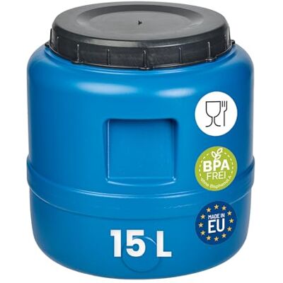 Garronda Fût Alimentaire 15 L Plastique HDPE Tonneau Baril Grande Ouverture pour Eau, Stockage et Fermentation Recuperateur D Eau De Pluie GD-0186 Bleu Garronda Fût Alimentaire 15 L Plastique HDPE Tonneau Baril Grande Ouverture pour Eau, Stockage et Fermentation Recuperateur D Eau De Pluie GD-0186 Bleu